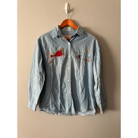 Womens Size M Woolrich Denim Fall Shirt - Picture 1 of 8